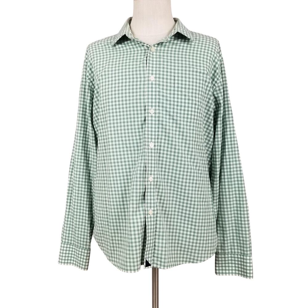 UNTUCKit Shirt Mens XL Green Check Long Sleeve Button Front Cotton Regular Fit
